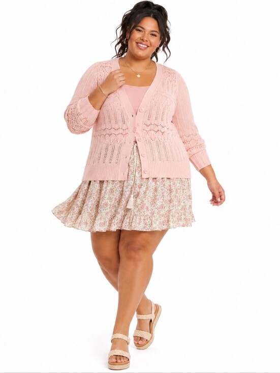 torrid Sweaters - TORRID 4X Pointelle Impatient Pink color V- Neck Cardigan Sweater button -up